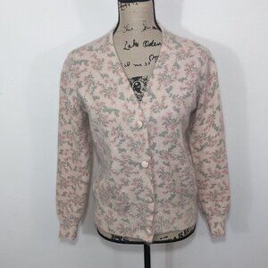 Bartolini Mohair Alpaca Button Cardigan Sweater Pink Floral Cottagecore Medium M